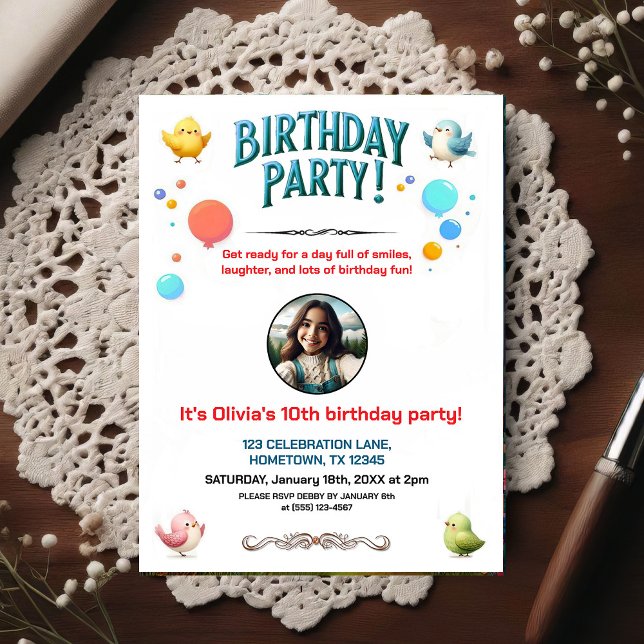Convite de Foto para Festa de Aniversário de Crian (Criador carregado)