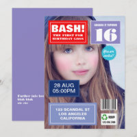 convite de foto para festa de aniversário na capa
