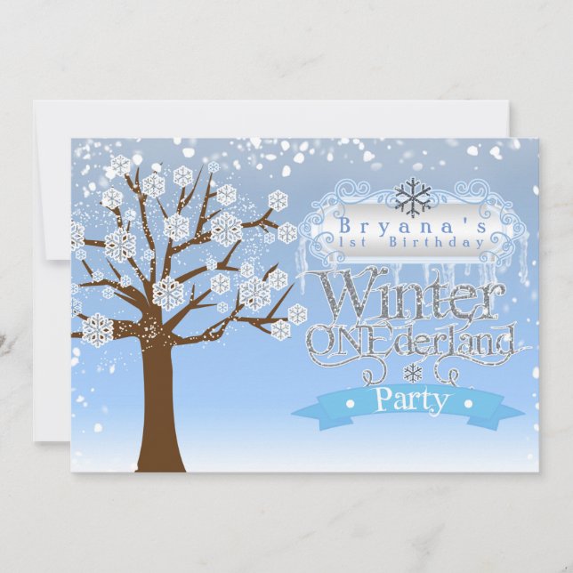 Convite de Foto para Festa de Aniversário Winter O (Frente)