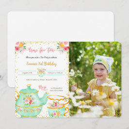 Convite de foto para festa de chá do 3º aniversári