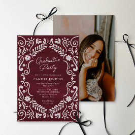 Convite de Foto para Festa de Formatura Burgundy