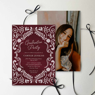 Convite de Foto para Festa de Formatura Burgundy