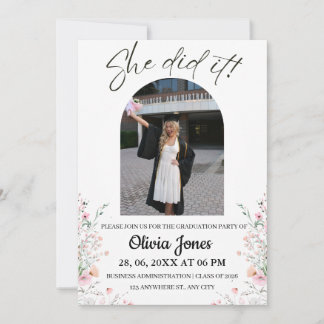 Convite de Foto para Festa de Formatura com Flores
