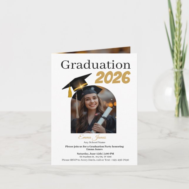 Convite de Foto para Festa de Formatura Personaliz (Frente)