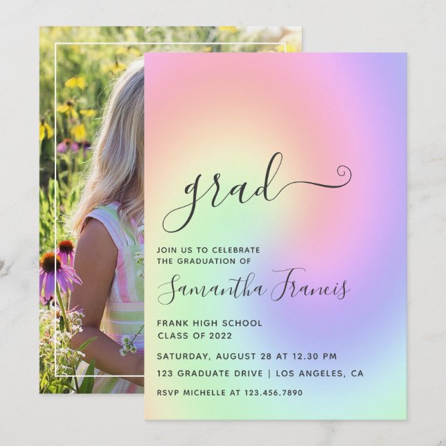 Convite de Foto para Festa de Graduação com Efeito (Frente/Verso)