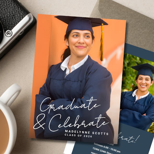 Convite de Foto para Formatura e Celebração (Criador carregado)