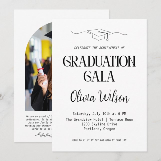 Convite de Foto para Gala de Formatura Moderna (Frente/Verso)
