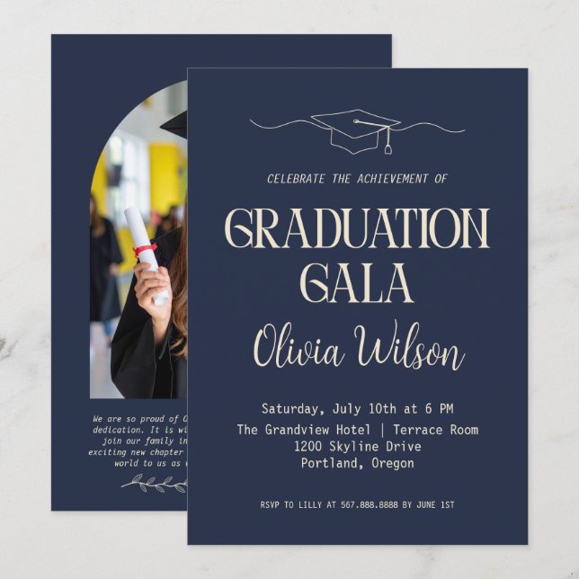 Convite de Foto para Gala de Formatura Moderna (Frente/Verso)