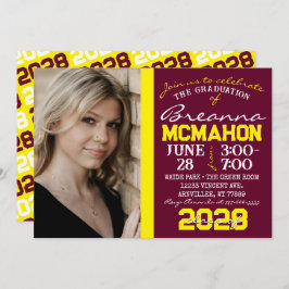 Convite De Foto Para Graduação Burgundy E Yellow
