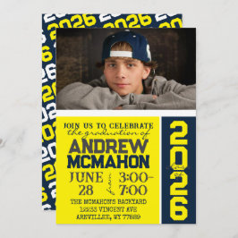 Convite de Foto para Graduação Moderna Amarelo e M