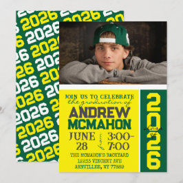 Convite de Foto para Graduação Moderna Amarelo e V