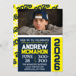 Convite de Foto para Graduação Moderna de marinho 