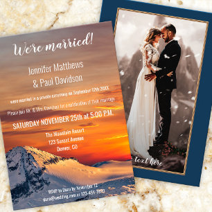 Convite de Foto para Recepção de Casamento ao Pôr 