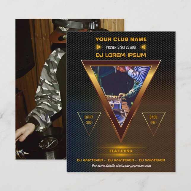 Convite de foto para show de música e dança de DJ (Frente/Verso)