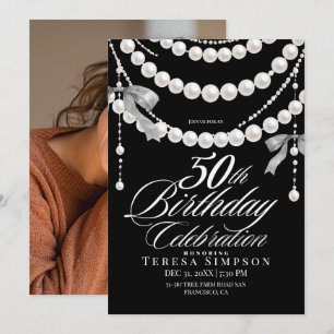 Convite de Foto Preto e Branco para Aniversário de
