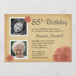 Convite de Foto Rustic Daisy 2 para Festa de 85 An