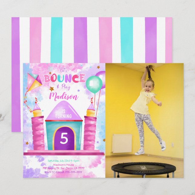 Convite de Foto Saltitante Editável (Frente/Verso)