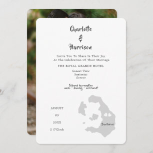 Convite de Foto Santorini de Destino de Casamento