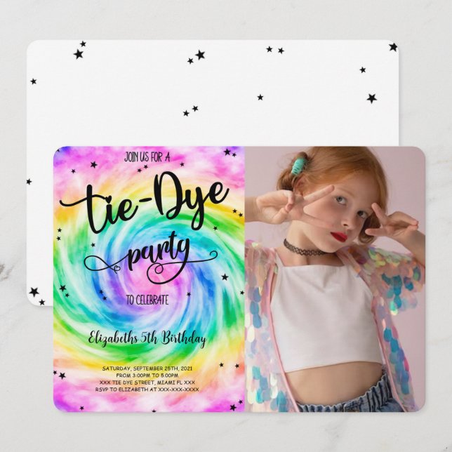 Convite de Foto Tie Dye (Frente/Verso)