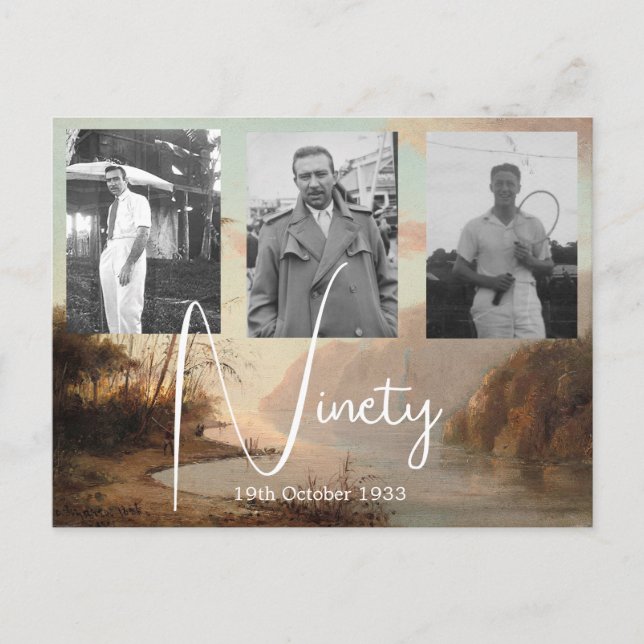 Convite de foto tropical para aniversário de 90 an (Frente)