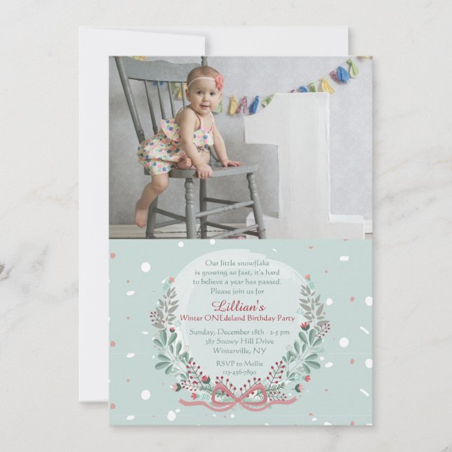 Convite de Foto Wreath de inverno (Frente)