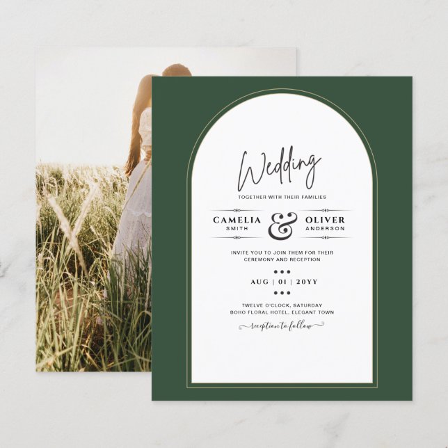 CONVITE DE FOTOGRAFIA CASAMENTO JUNIPER GREEN GOLD (Frente/Verso)