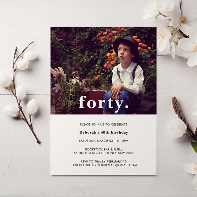 Convite de Fotografia de aniversário de 40 anos de (Criador carregado)