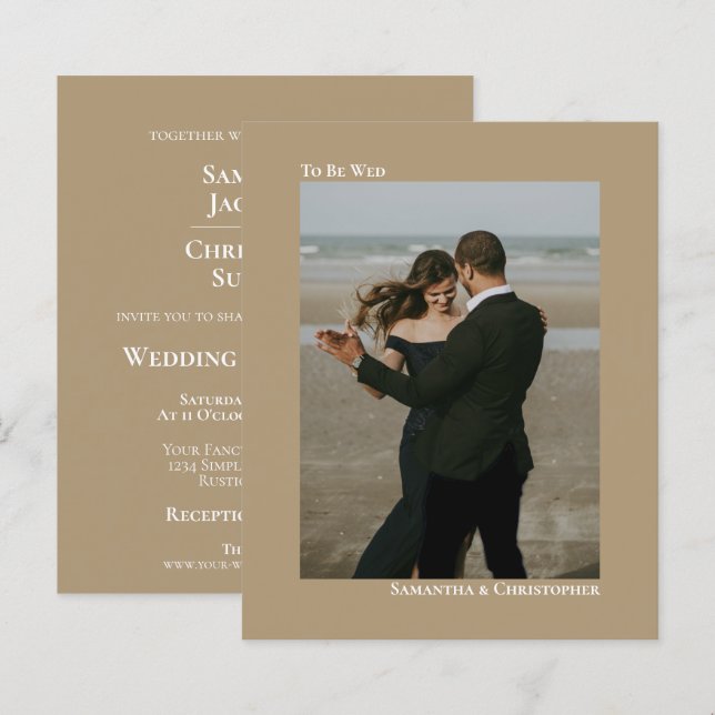 Convite de Fotografia de Casamento Simples Mocha T (Frente/Verso)
