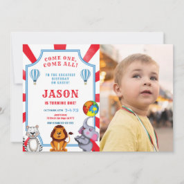 Convite de Fotografia de Circo Vermelho e Azul