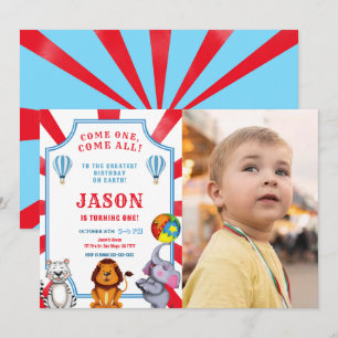 Convite de Fotografia de Circo Vermelho e Azul