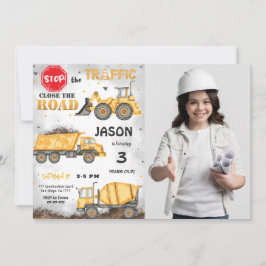 Convite de Fotografia de Construção em Preto e Ama