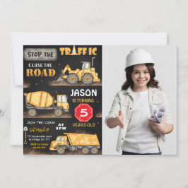 Convite de Fotografia de Construção em Preto e Ama