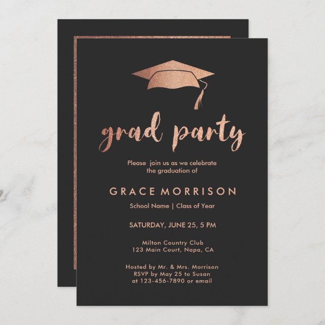 Convite de Fotografia de Festa de formatura Dourad (Frente/Verso)