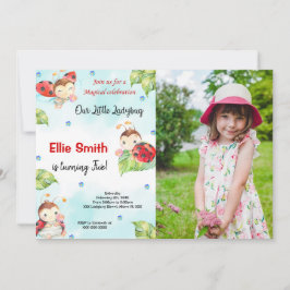 Convite de Fotografia de Ladybug de Cor da Água