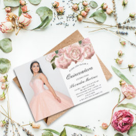 Convite De Fotografia De Quinceanera Floral Cor-De