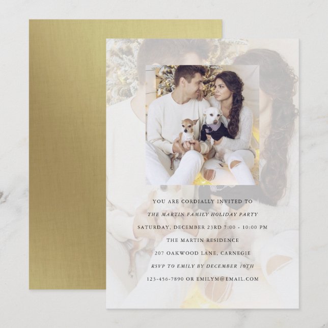 Convite de Fotografia Dupla de Feriado com Sobrepo (Frente/Verso)