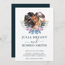 Convite de Fotografia em Forma de Coração do casam