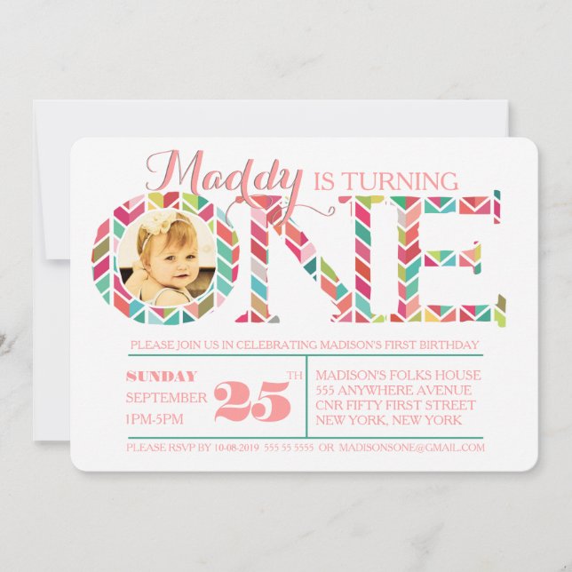 Convite de Fotografia Número Um do primeiro aniver (Frente)