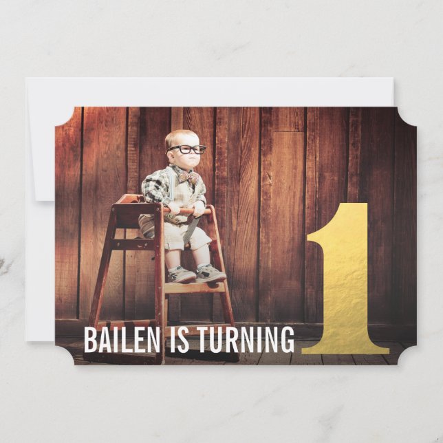 Convite de Fotografia Número Um Dourado do primeir (Frente)