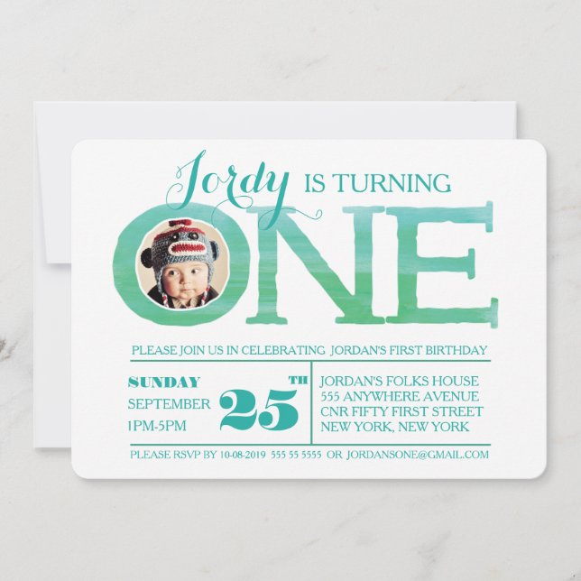 Convite de Fotografia One do Ombre Watercolor do p (Frente)