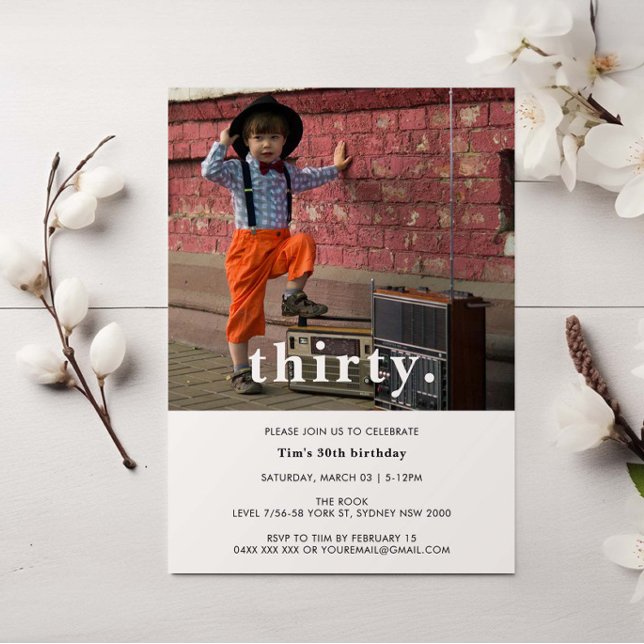 Convite de Fotografia para aniversário de 30 anos  (Criador carregado)