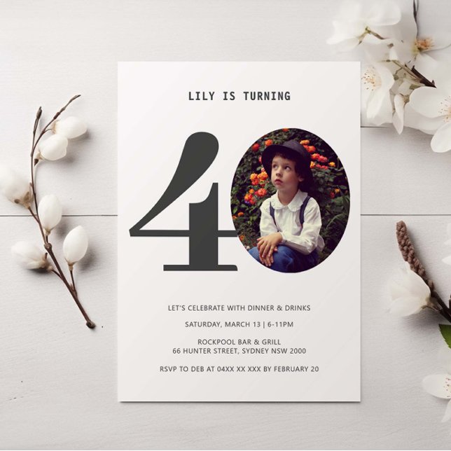 Convite de Fotografia para aniversário de 40 anos  (Criador carregado)