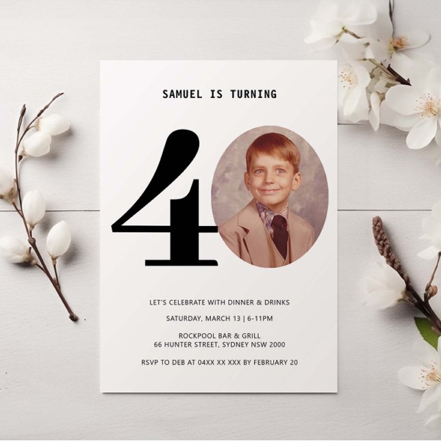 Convite de Fotografia para aniversário de 40 anos  (Criador carregado)