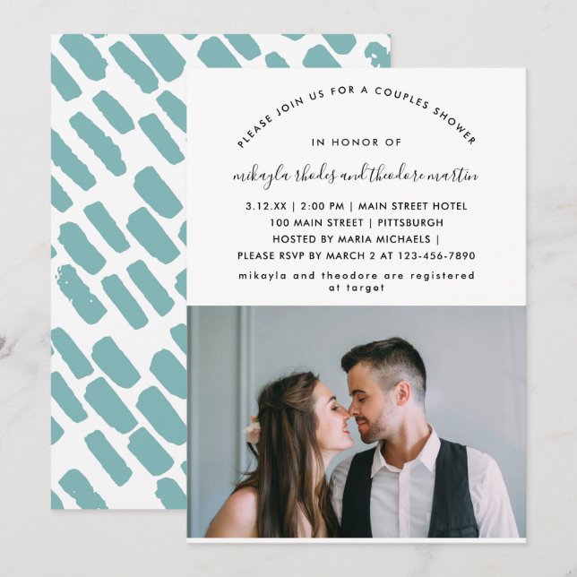 Convite de Fotografia para Chás de Script Moderno (Frente/Verso)