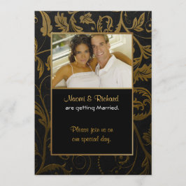 Convite de Fotografia para Damasco Preto e Dourado