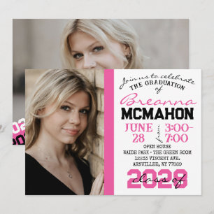 Convite de Fotografia para Graduação 2 Cor-de-Rosa