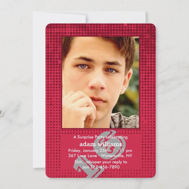 Convite de Fotografia Vermelha de Meio-Tons (Frente)