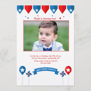 Convite de Fotos de Aniversário Patriótico