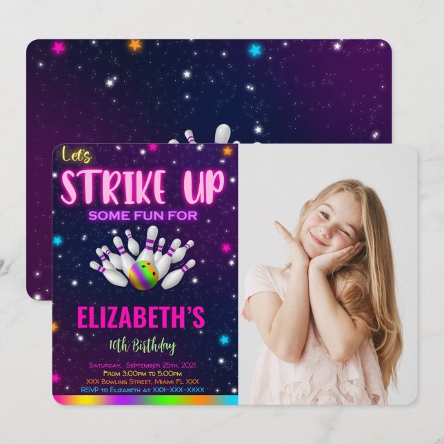 Convite de Fotos de Boliche (Frente/Verso)