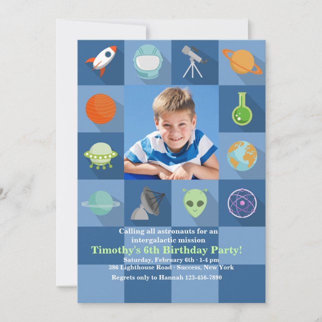 Convite de Fotos em Quadrados de Espaço (Frente)